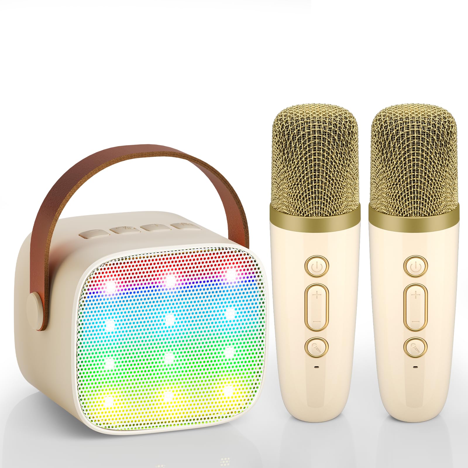 Kids Karaoke Machine 2 Microphones, 2023 Upgrade Wowstar Karaoke Machine for Girls Boys Kids Children Adults, Portable Bluetooth Speaker/Voice Changer/Led Lights/Toy Gift Party Game (Yellow)