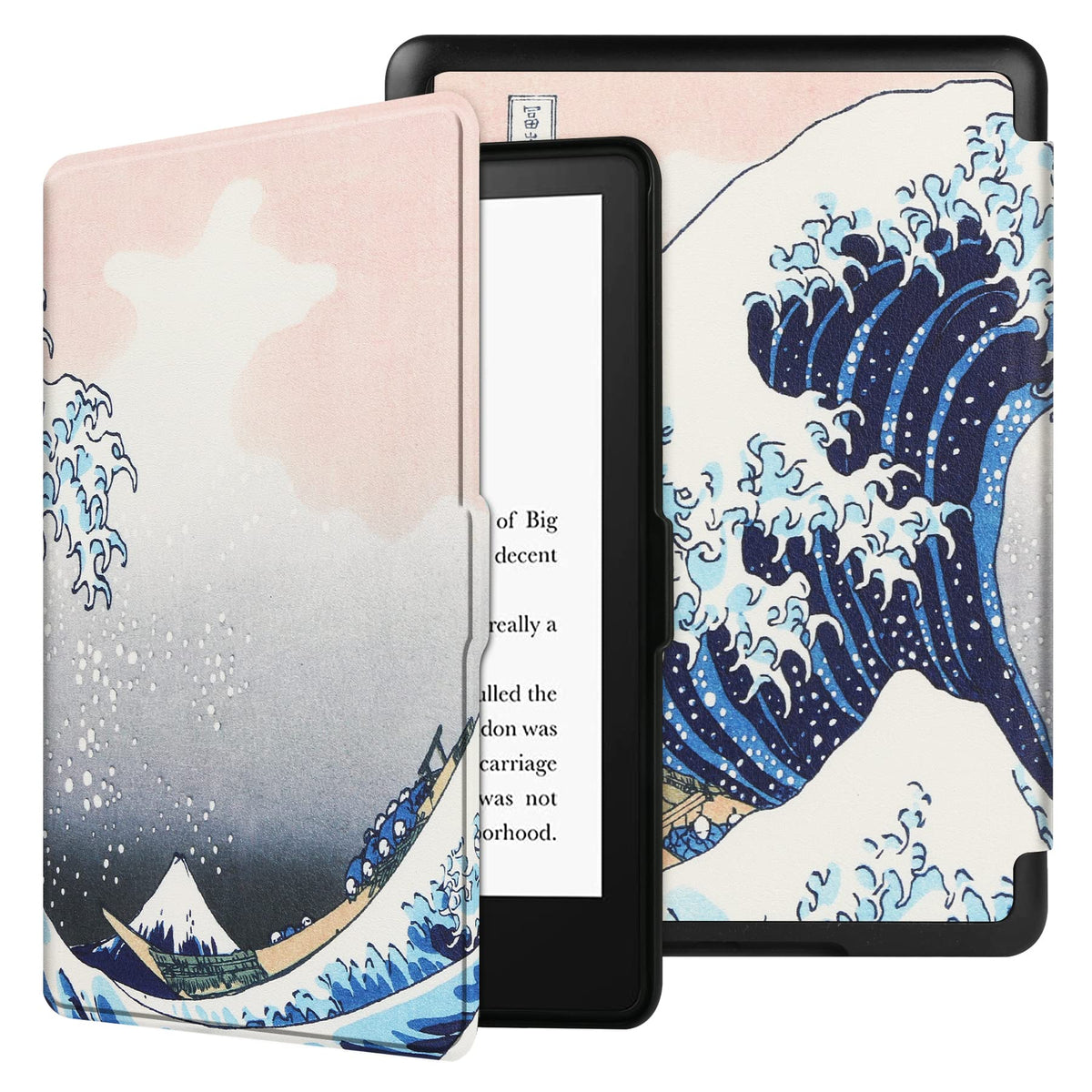 HoYiXi Case for 6.8 inches Kindle Paperwhite 11th Generation 2021 release and Kindle Paperwhite Signature Edition 2021 Slim Leather Cover Smart Cover with Auto Sleep/Wake Painted Shell (wave)