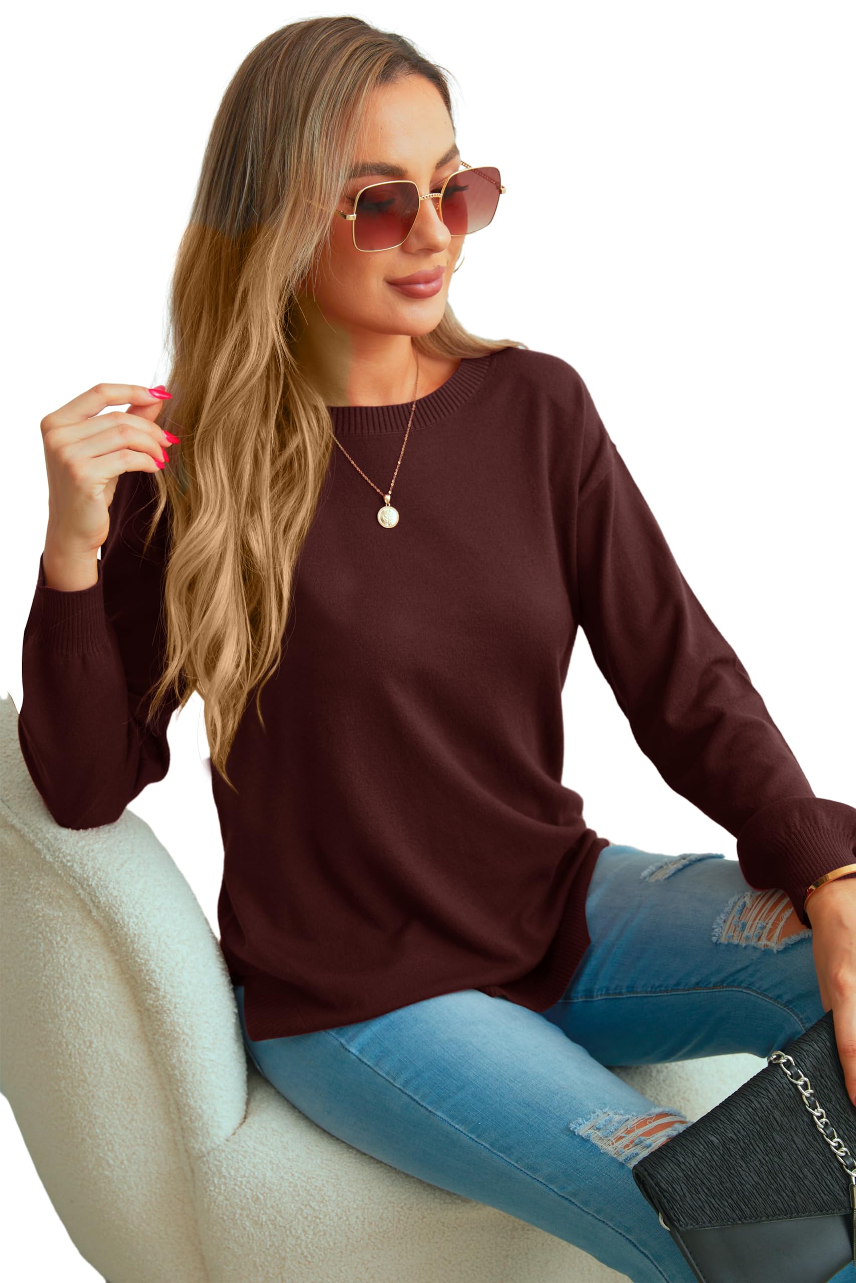 GRECERELLE Jumpers for Women UK Sale (Wine Red, S)