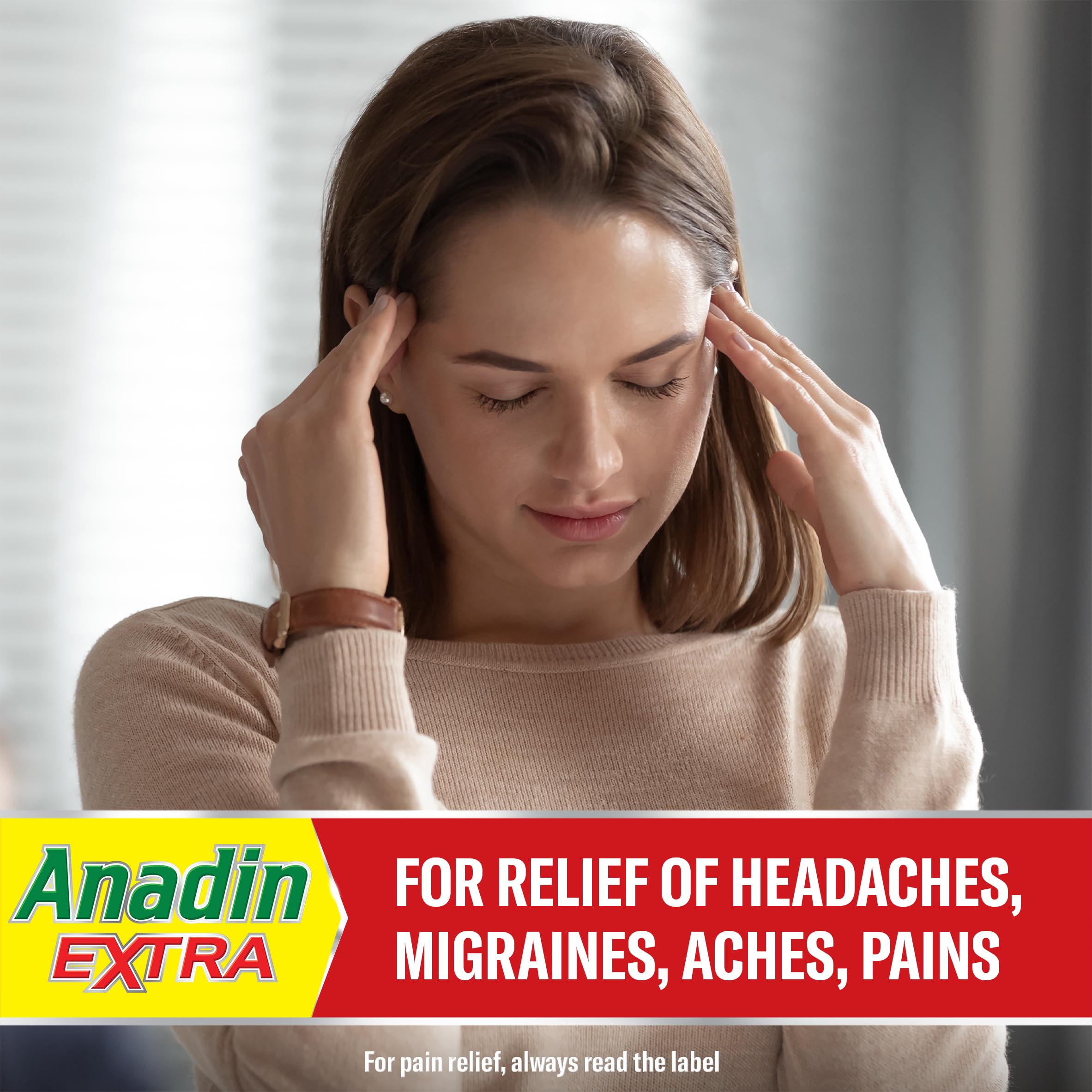 Anadin Extra Aspirin Paracetamol and Caffeine Caplets, Red, 16 count