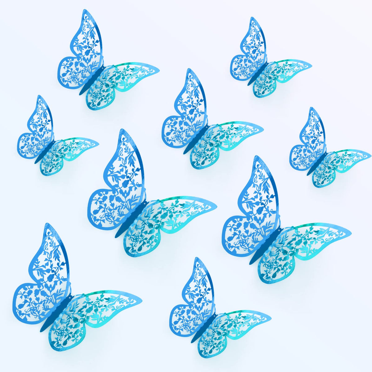 Zhenle 36Pcs 3D Butterfly Wall Sticker 3 Sizes Butterfly Wall Decals Butterflies Stickers for Walls Bedroom Party Wedding Decors(Blue)