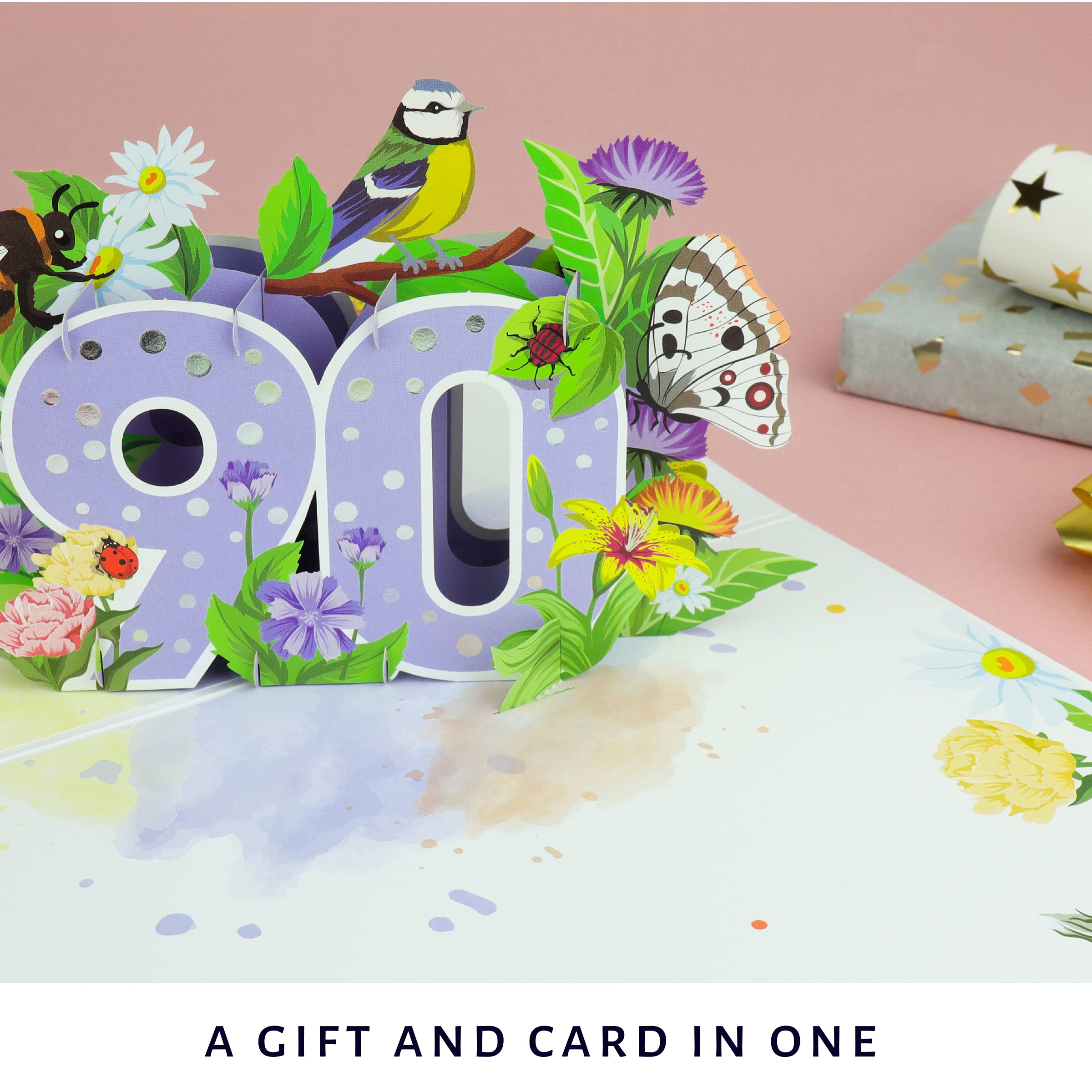 Cardology - 90th Birthday Pop Up Card - 90th Birthday Card For Women