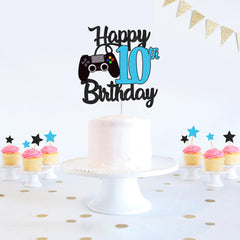 Joyeah Happy 13th Birthday Cake Topper Glitter Video Game Cake Pick Game On Cheers to 13 Years Cake Decoration for Game Theme Happy 13th Birthday Party Supplies Green