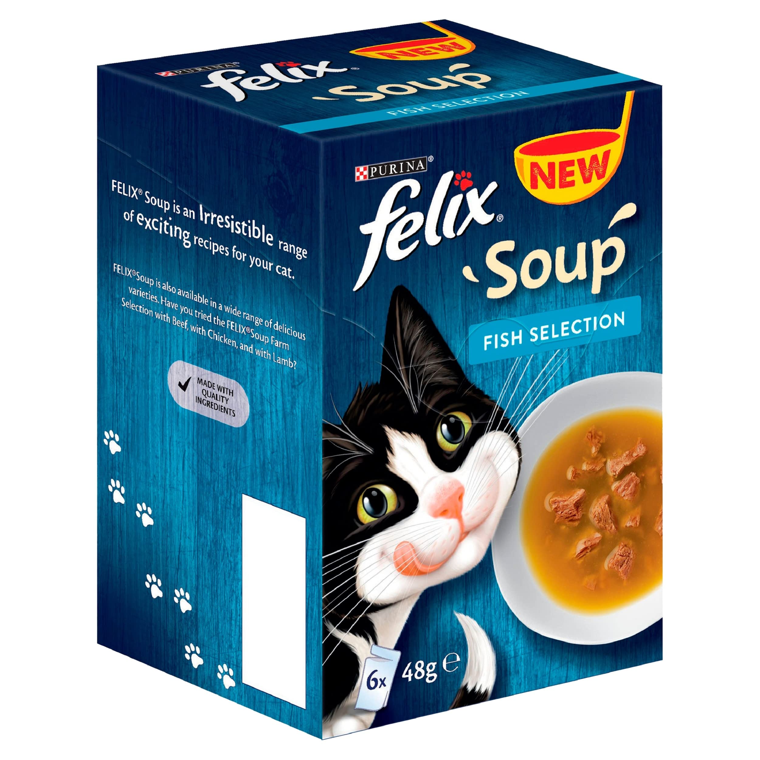 Felix Soup Cat Food Fish Selection 6x48g, Pack of 8