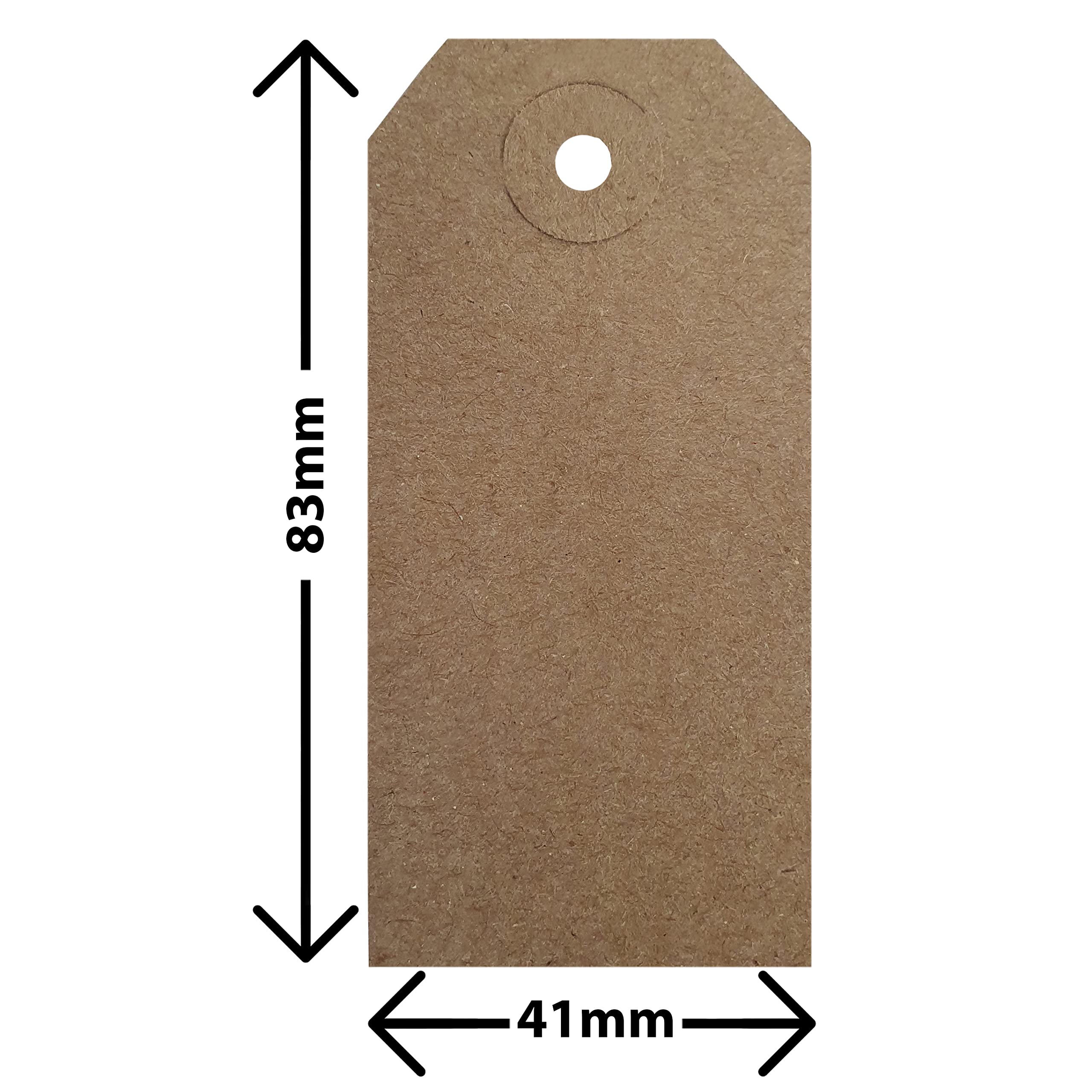 Swift Strung Tags Brown Reinforced Card Clothing Parcel Label String Hanging Gift Swing Tickets Kraft Hang Price Labelling 83mm x 41mm (Pack of 100)