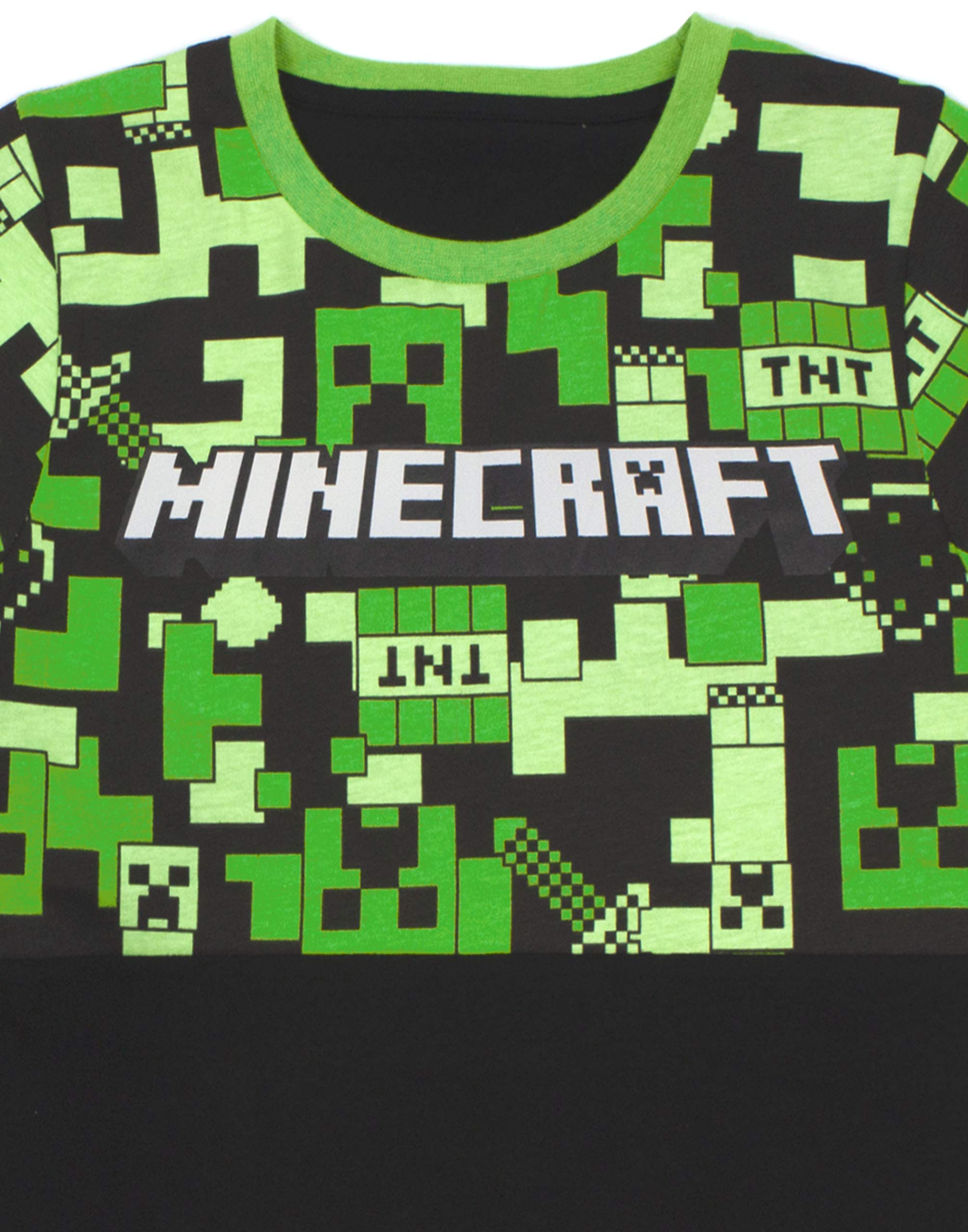 Minecraft Pyjamas for Boys   Kids Long Or Short Bottoms Options & Gamer T-Shirt   Childrens Creeper PJ Set Merchandise Gifts 7-8 Years