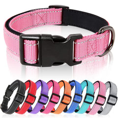 HEELE Dog Collar, Reflective Dog Collar, Soft Neoprene Padded Breathable Nylon Pet Collar Adjustable for Small Dogs, Pink, S(26-38cm)