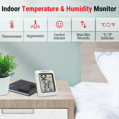 ThermoPro TP50 Digital Thermo-Hygrometer Indoor Room Thermometer with Recording and Climate Indicator for Room, Climate Control Monitor