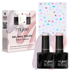 Mylee Gel Nail Polish Duo Colour Set 2x10ml – Tokyo Tourist – Salon Quality Kit with Nail Art Stickers, UV/LED Manicure Pedicure for Professional, Salon & Home Use, Long Lasting & Easy to Apply