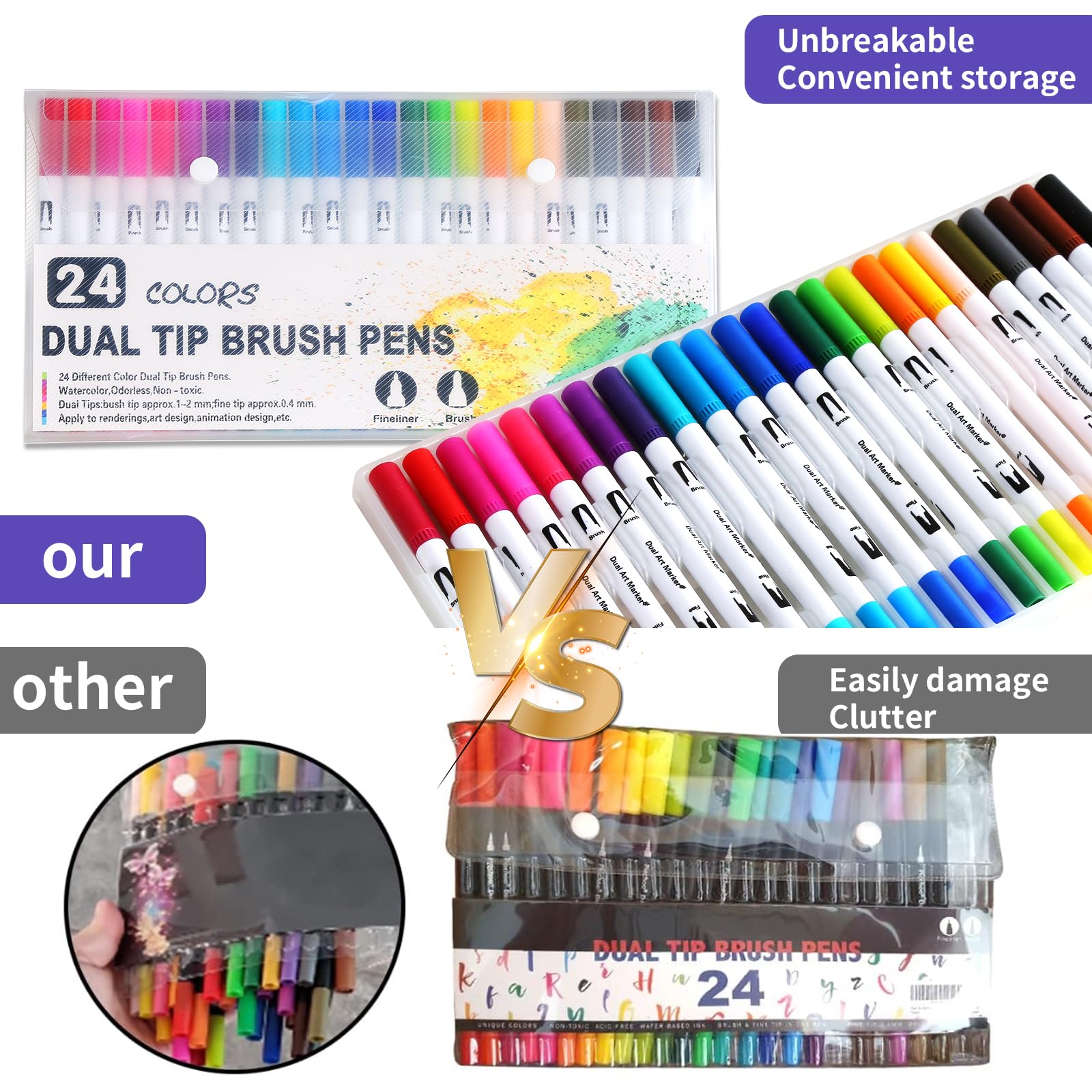 CRESZZLE 24-Color colouring pens : Felt Tip Pens Can Ben For painting, sketching, calligraphy，Suitable for adults and children,Unleash your creative potential.