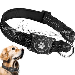 Ytanest Reflective AirTag Dog Collar, Waterproof Air Tag Dog Collar Holder, Luminous,Comfortable and Durable Padded Heavy Duty Dog Collars for Small Medium Large Dogs, Black, M