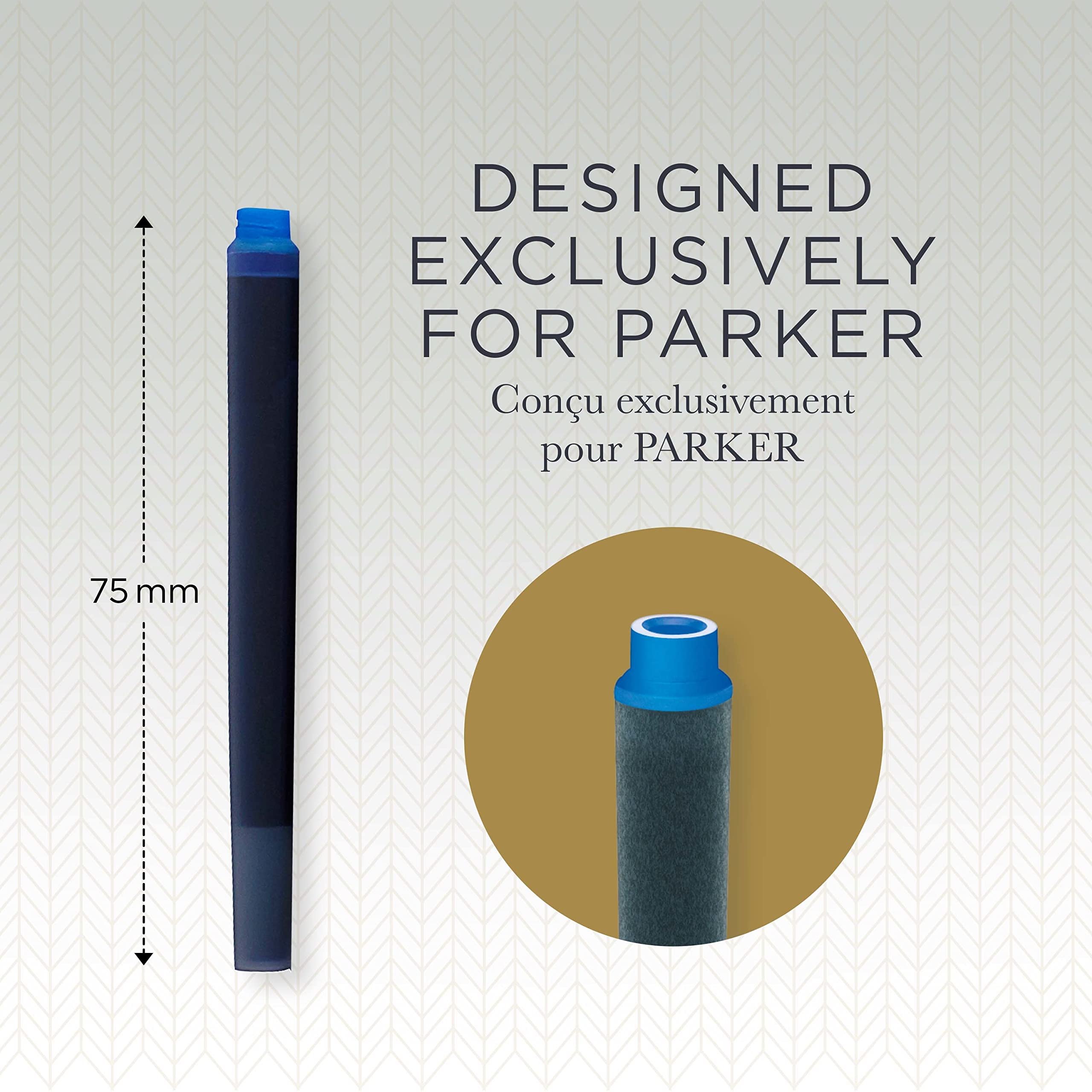 Parker Fountain Pen Ink Refill Cartridges   Long   Washable Blue QUINK Ink   10 Count (Blister)