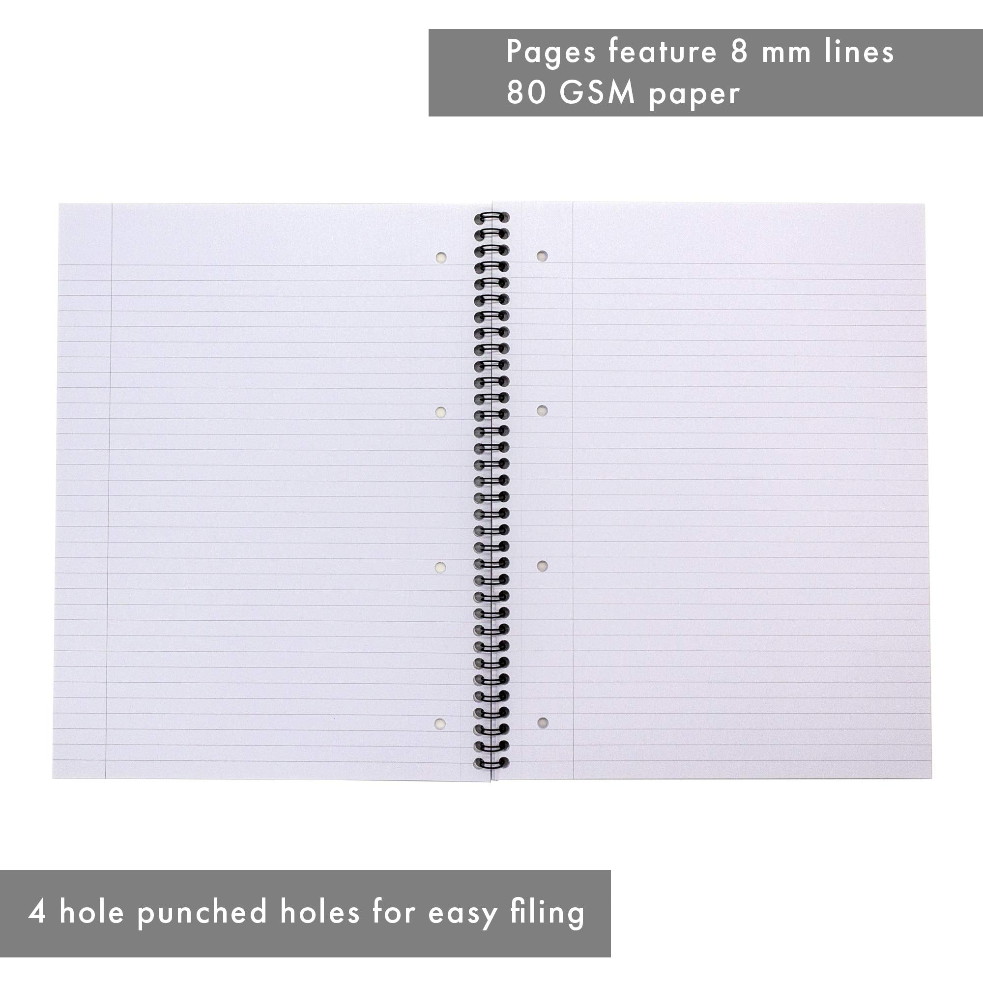 Pukka Pad, A4and Metallic Jotta Book 1 Pack –22.5 x 29.6cm–Wirebound Notebook with 8mm Lines and 80GSM Paper –Features 4-Hole Punch Margins and Perforated Edges -200 Pages, Green