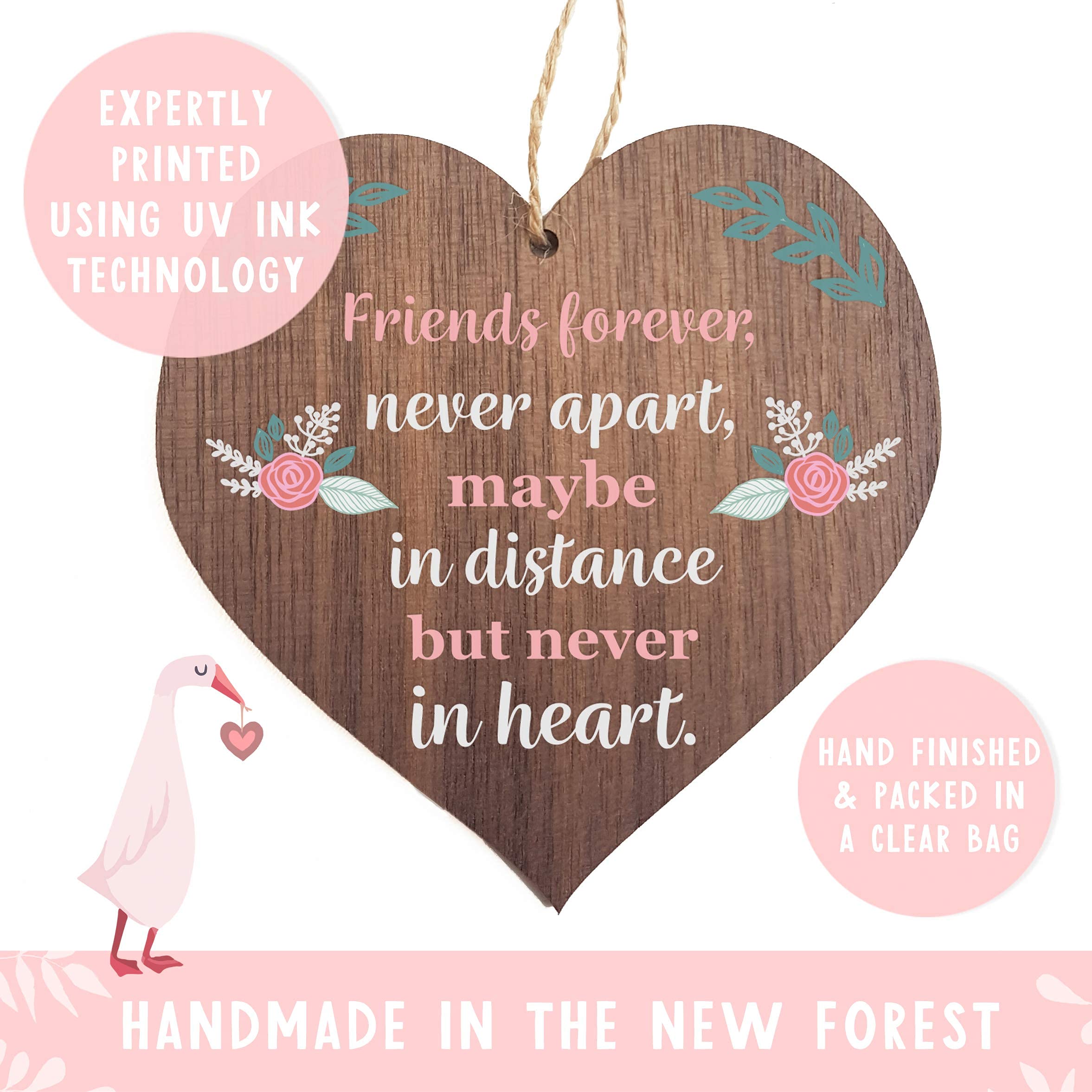 Manta Makes Friends Forever Never Apart Maybe In Distance But Never In Heart Wooden Hanging Heart Memorial Plaque Sign