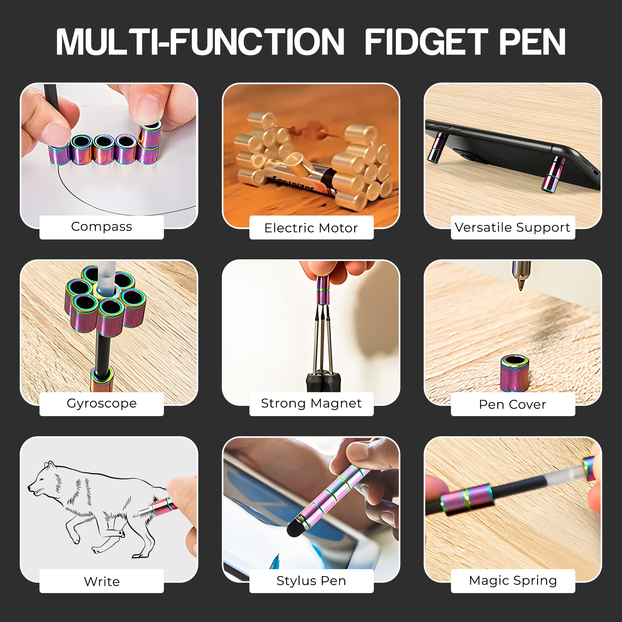 Elegancy Fidget Pen Magnetic Balls   Deformable Decompression Magnetic Pen Fidget Toy for Anxiety Relief   Stress Relief Multi-Functional Ballpoint Pens   Cool Stuff Magnets for Kids…