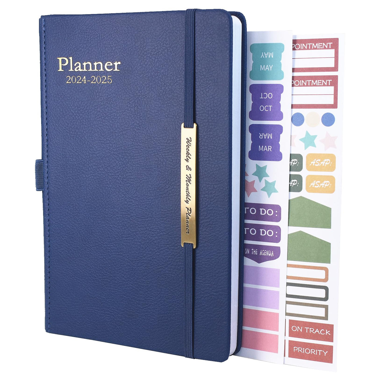 Diary 2024-2025 - 18 Month Diary from Jan. 2024 to Mid Year Jun.2025, A5 Week to View Diary, Weekly & Month Planner with Leather Cover, Pen Loop, Inner Pocket (Blue)