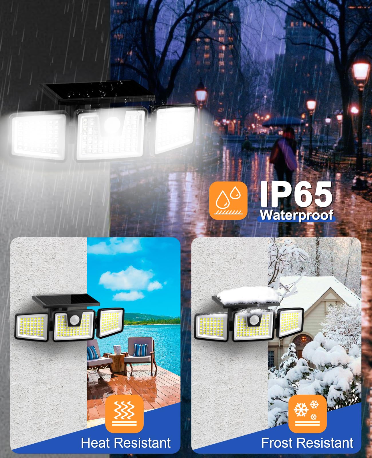 156LED Solar Lights Outdoor, Solar Security Lights Motion Sensor 270° Wide Lighting Angle, Solar Wall Lights IP65 Waterproof, Solar Flood Lights for Front Door, Yard, Garage, Garden (2 Pack)