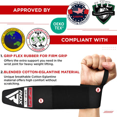 RDX Weight Lifting Wrist Wraps Support, IPL USPA Approved, Elasticated Pro 18” Cotton Straps, Thumb Loop, Powerlifting Bodybuilding Fitness Strength Gym Training WOD Workout, Gymnastics Calisthenics