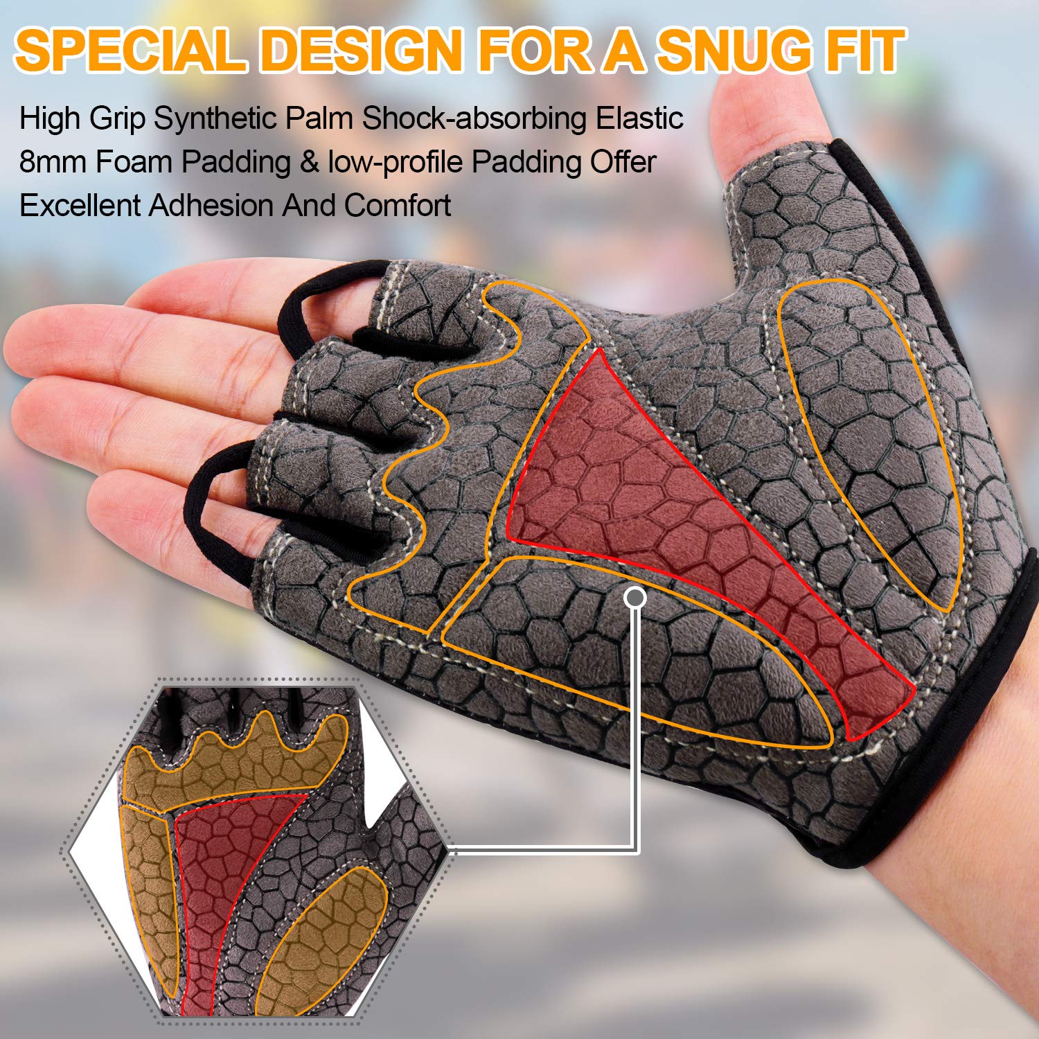 BOILDEG Cycling Gloves Bike Gloves Mountain Road Bike Gloves Anti-slip Shock-absorbing Pad Breathable Half Finger Bicycle Biking Gloves for Men & Women