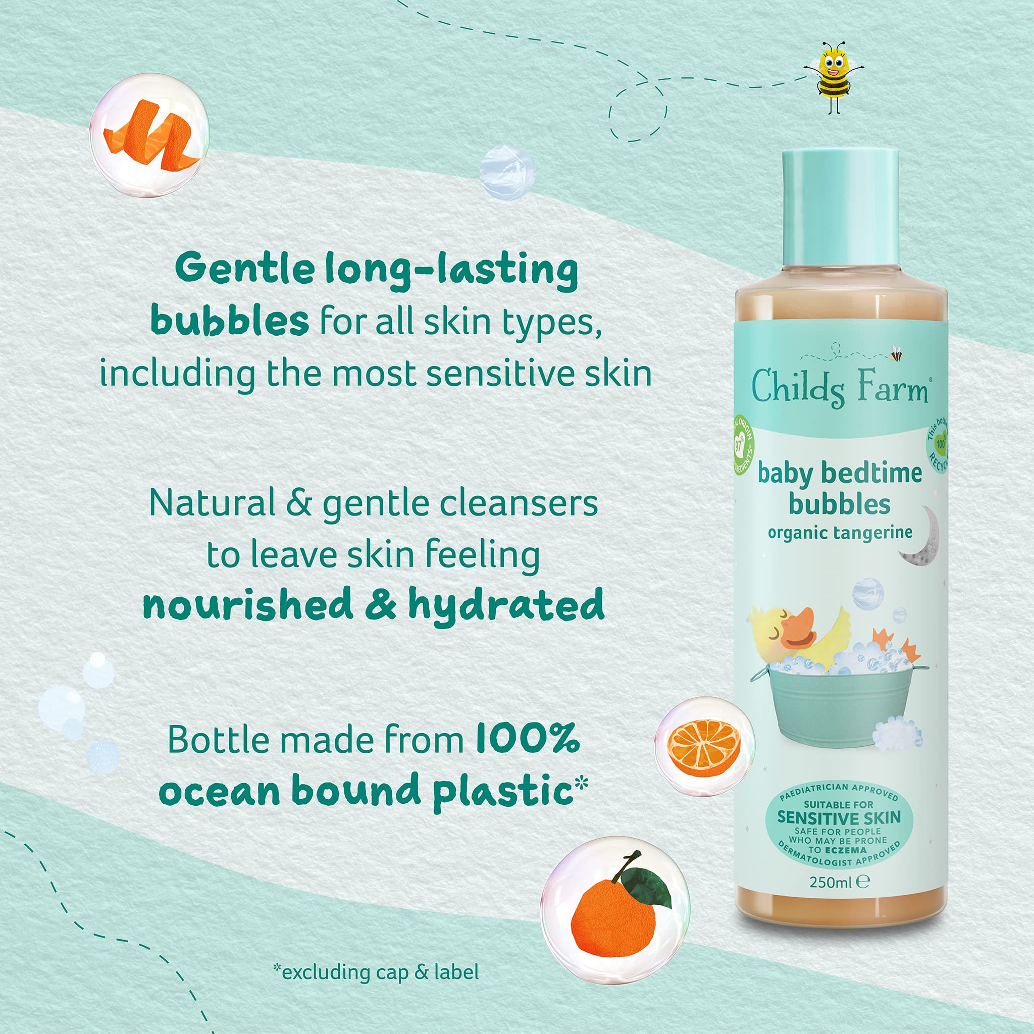 Childs Farm Organic Tangerine Baby Bedtime Bubble Bath   Bulk Refill 2.5L   Gently Cleanses & Soothes, Suitable for Newborns with Dry, Sensitive & Eczema-prone Skin