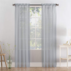 Megachest a pair of 3and7cm slot top sheer lucy voile curtain with tie backs 31 colors 10 sizes (silver grey, 56 inches wideX63 drop(W142cmXH160cm))