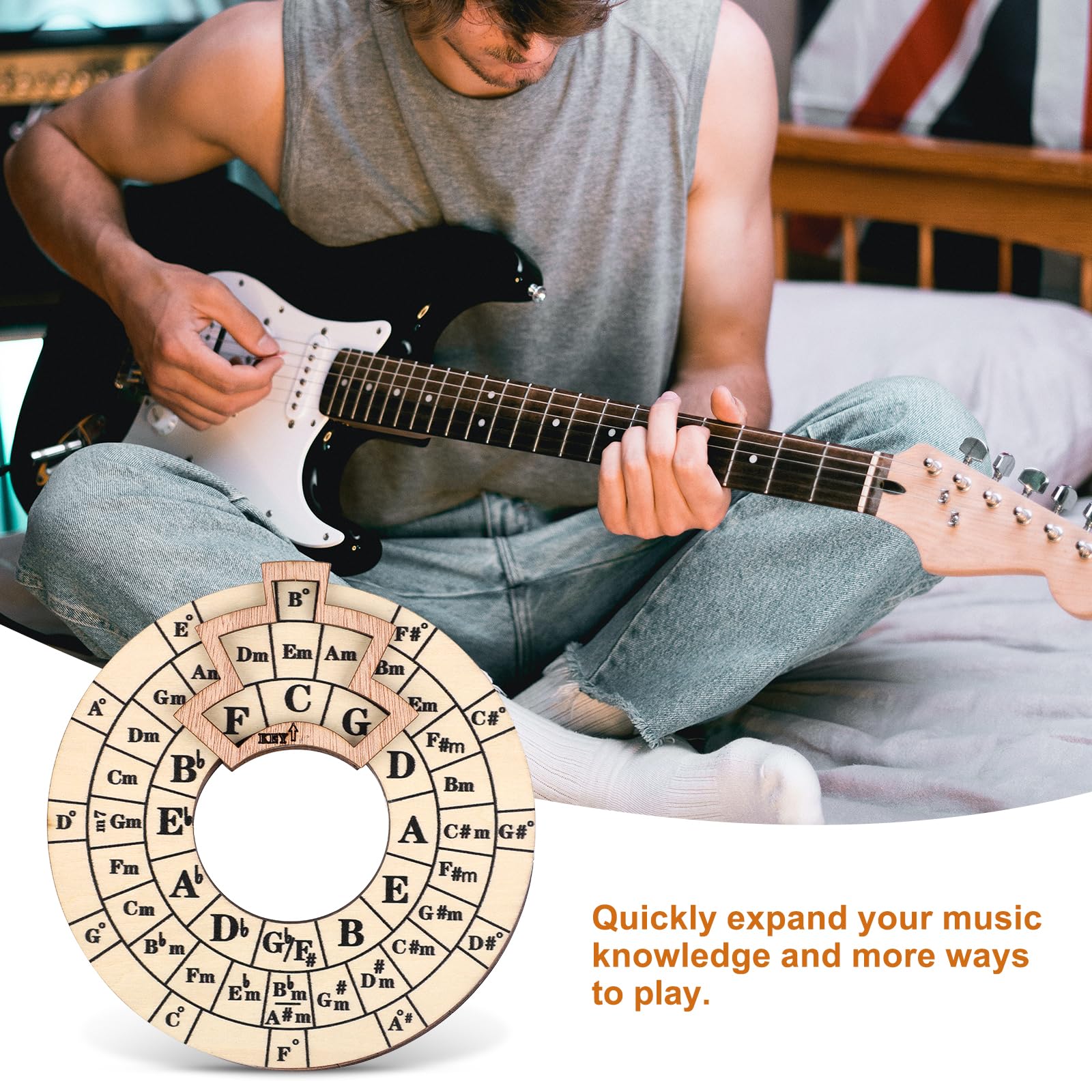 Wooden Melody Tool, Round Circle of Fifths Wheel Melody Chord Tool Music Transpose Accessories Wooden Chord Wheel for Musicians Musical Beginners Songwriters for Notes Chords Key Signature