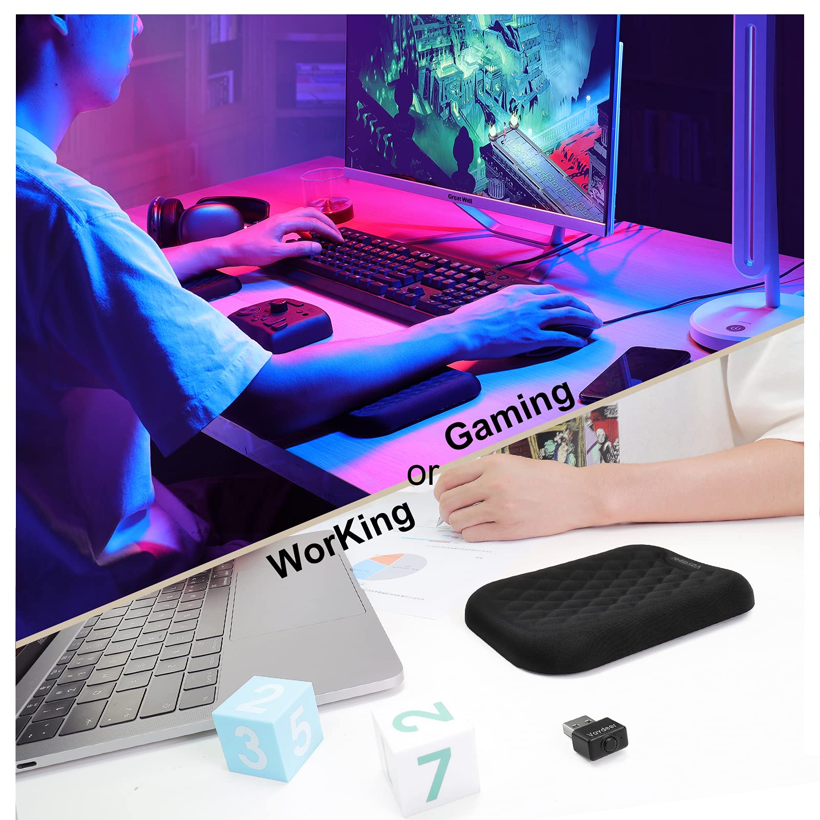 VAYDEER Ergonomic Wrist Rest Pad Armrest Elbow Rest Pad,Prevent Your Hands Became Mouse Hand and Relief Elbow Pain,Computer Armrest Arm Wrist Rest Support Mouse Pad for Desk(6.3 * 4.3 * 0.76inches)