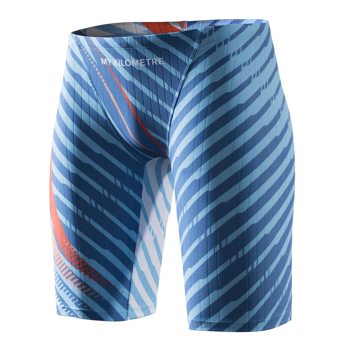 MY KILOMETRE Jammer Swimsuit Mens Solid Swim Jammers Endurance Long Racing Training Swimsuit Blue-L