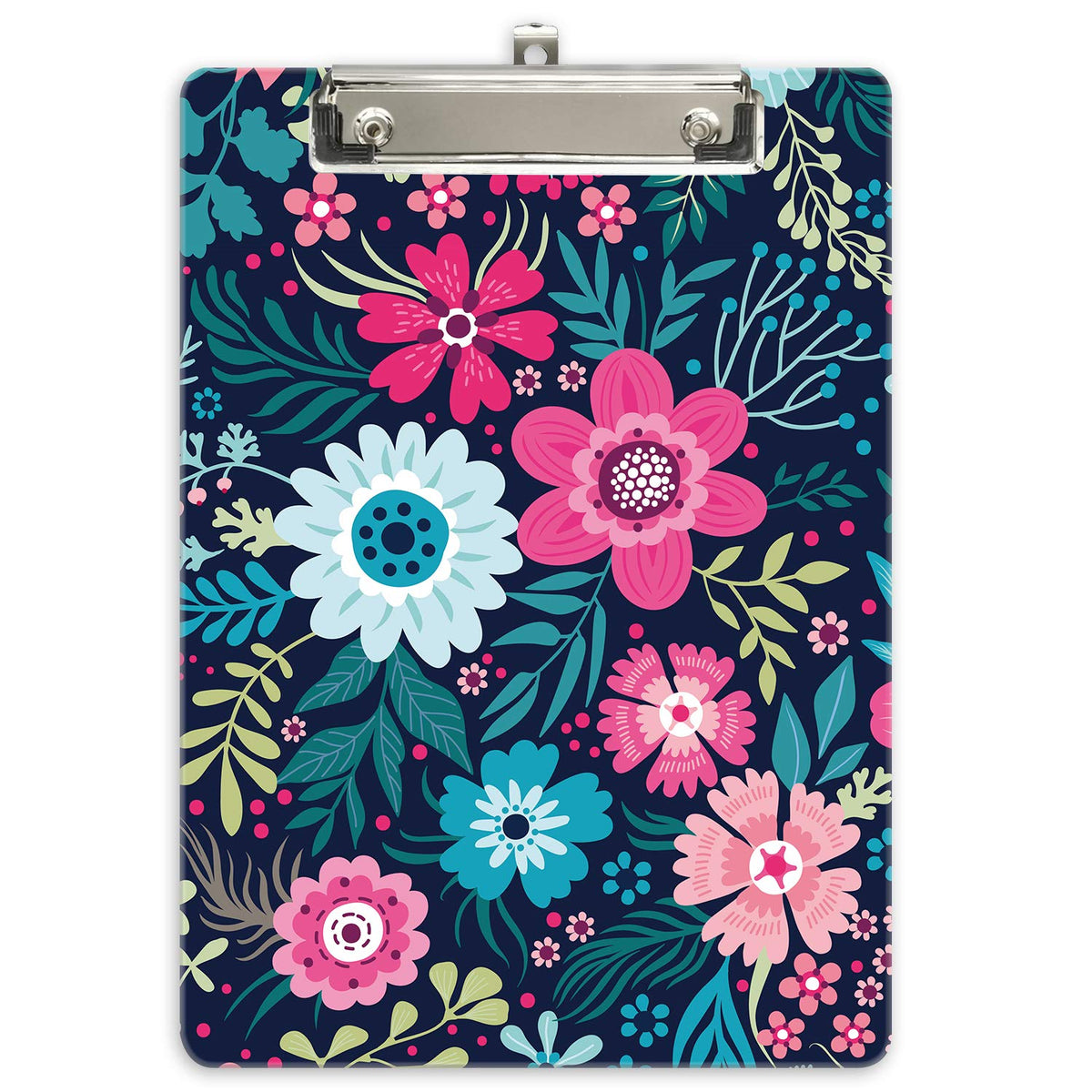 Hnogri Plastic Clipboard A4, Fashion Design A4 Letter Size Clipboards & Forms Holders for Office Supplies Lawyers,School Students and Kids, Low Profile Clip Cute Clipboard Folder, Art Flowers