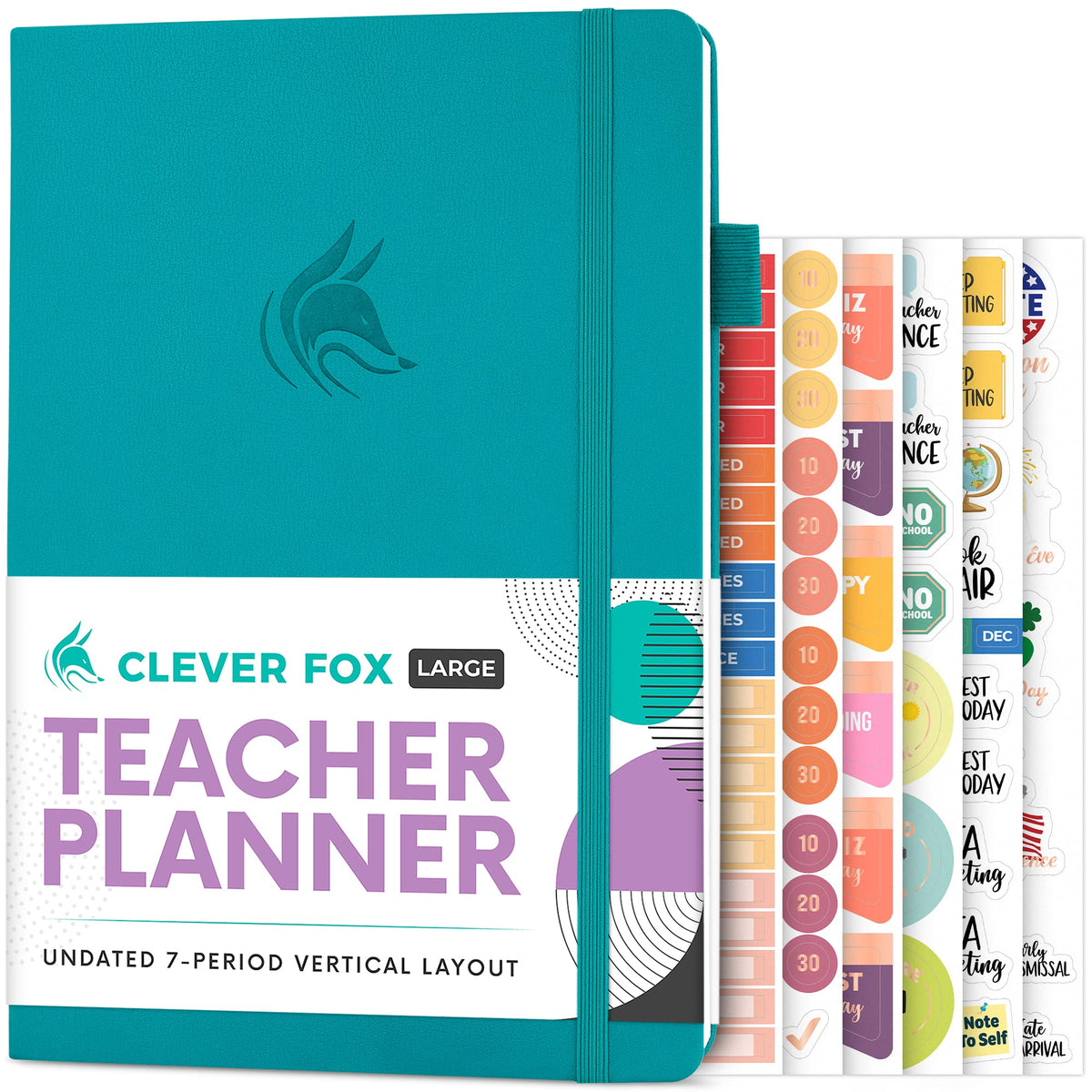 Clever Fox Teacher Planner – School Year Planner with Calendars & Lesson Plans – Teacher Plan Book for Classroom & Homeschool Organization - Undated, 18x25cm, Hardcover (Turquoise)