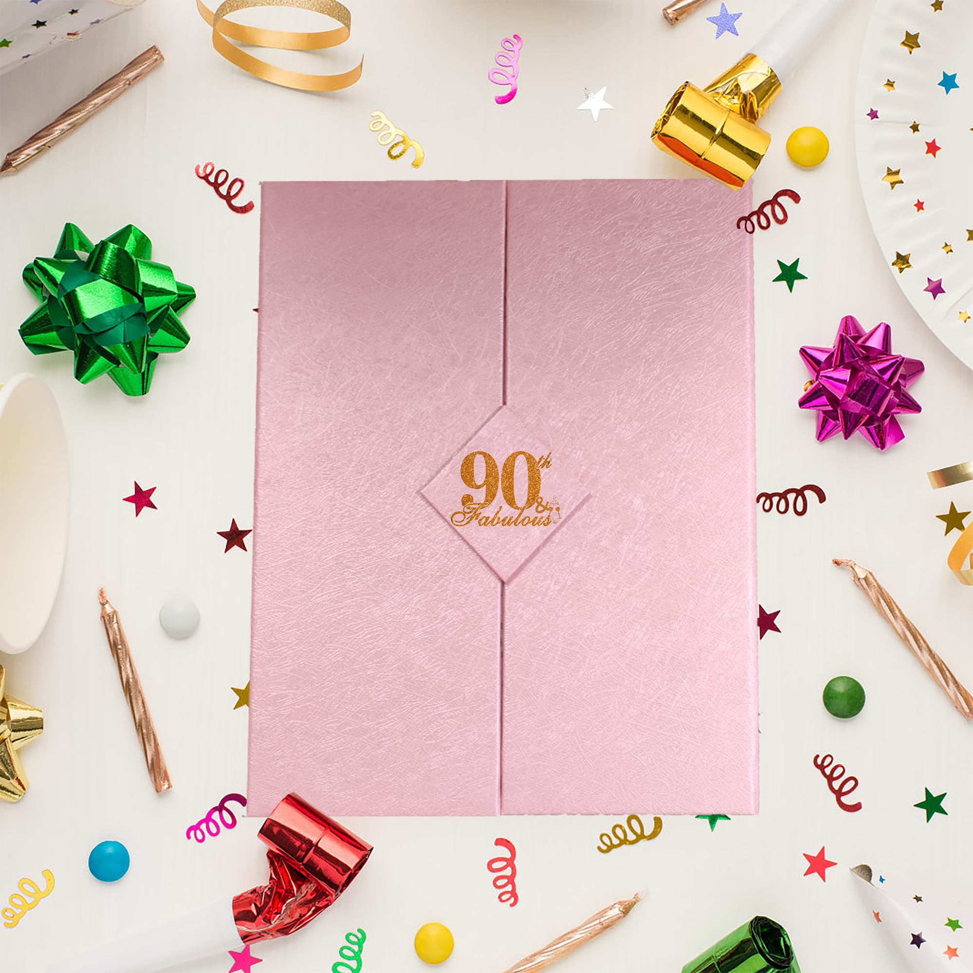 back in 1934 UK Poster 90th Birthday Gifts for Women, Happy 90th Birthday Decoration Supplies Card for her 90 Years Old Mum Aunt Friends, Folded,Pink