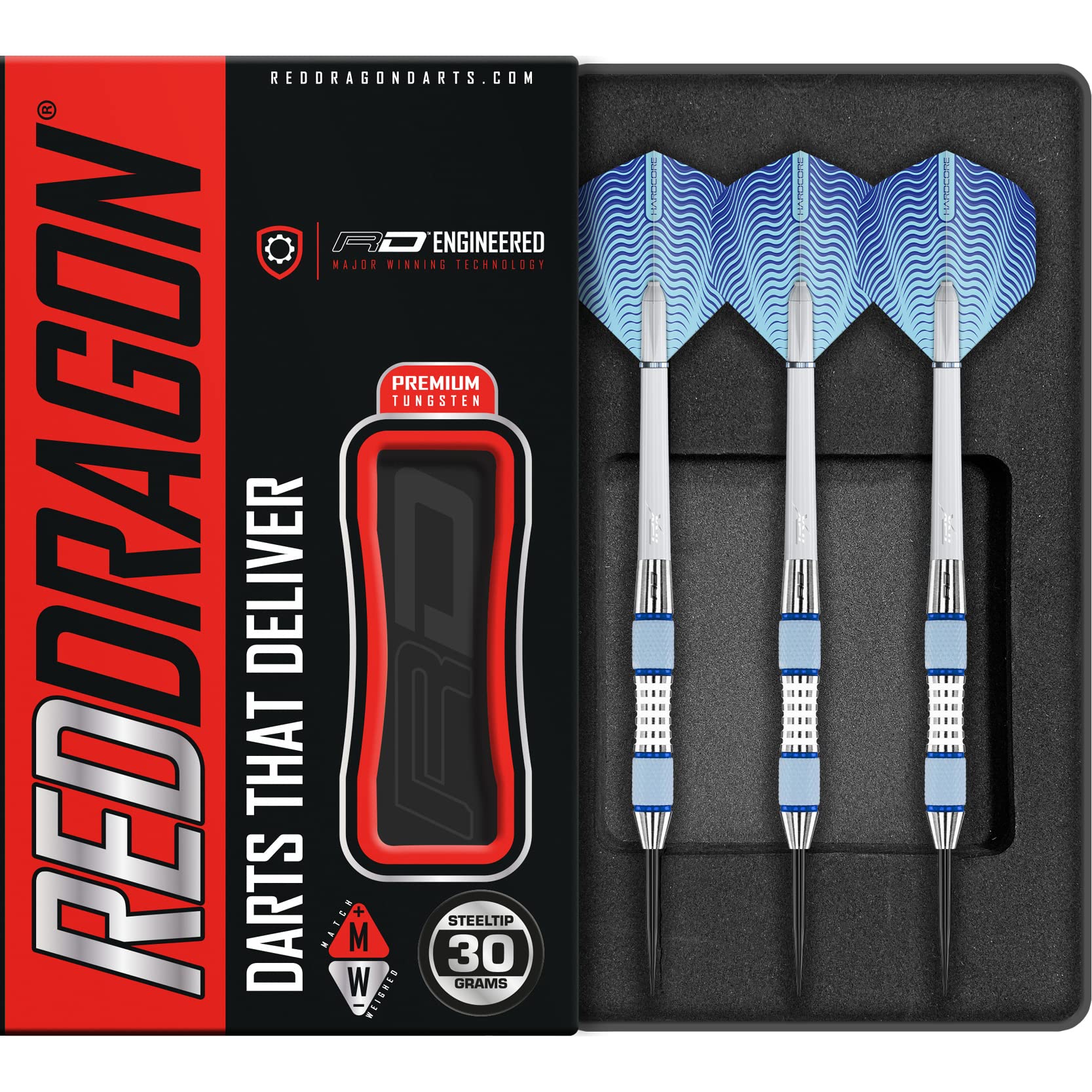 RED DRAGON Stag 30g Tungsten Darts with Flights and Stems