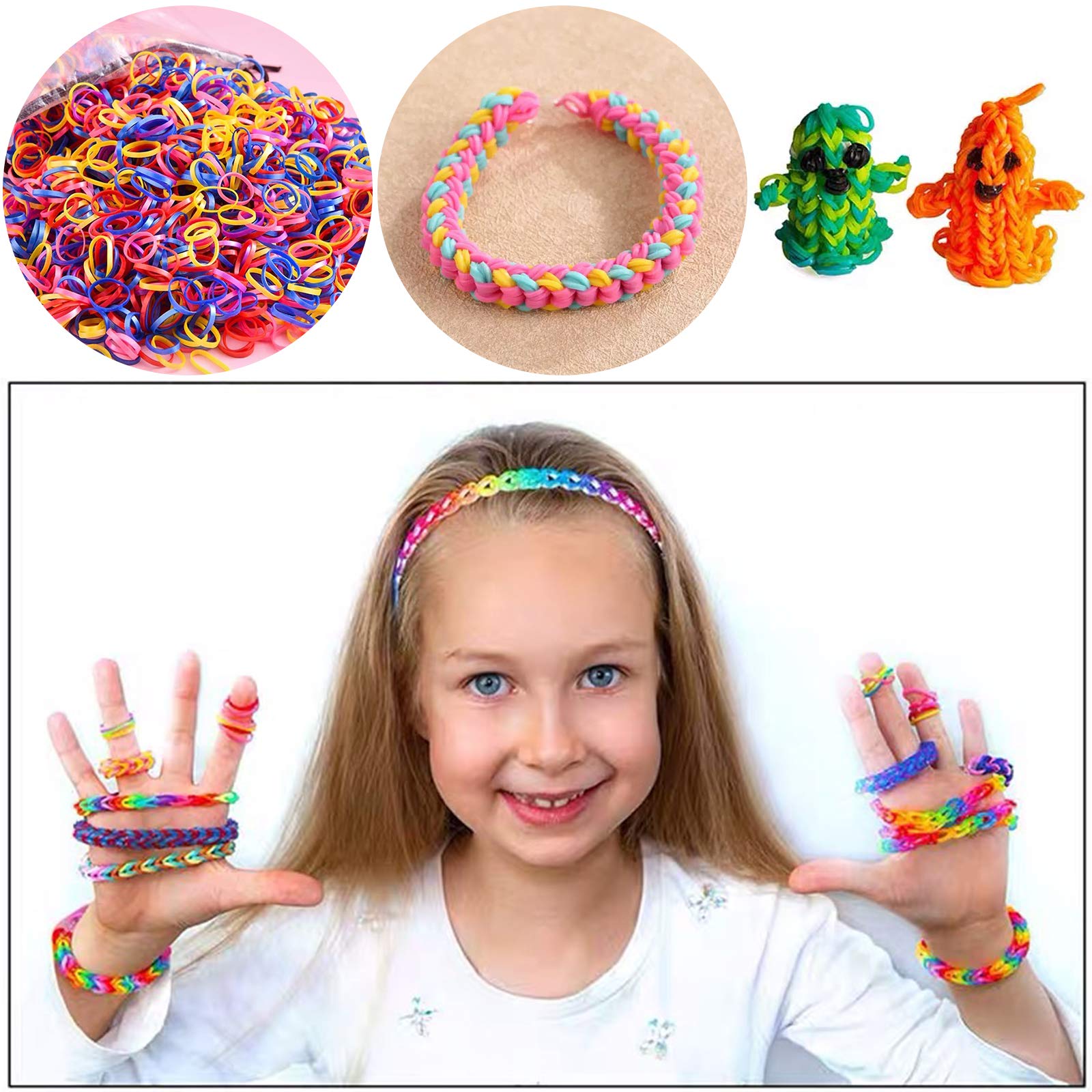 Creative Twist Bands Kit, 1700and Rubber Bands with 32 Colours, Accessories with Rubber Bracelet Making Set for Party X-mas Birthday Gift Kids