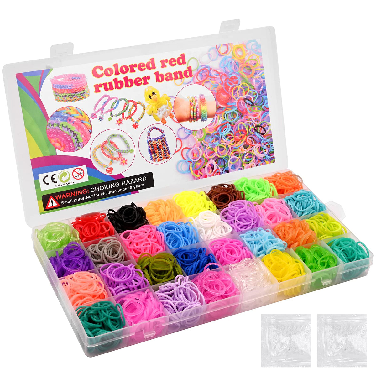 Loom Bands Refill Kit 2000and Colorful Rubber Bands in 32 Colors Twist Bands with S Clip for DIY Bracelet Making Handmade Bracelets Friendship Bracelet Kit