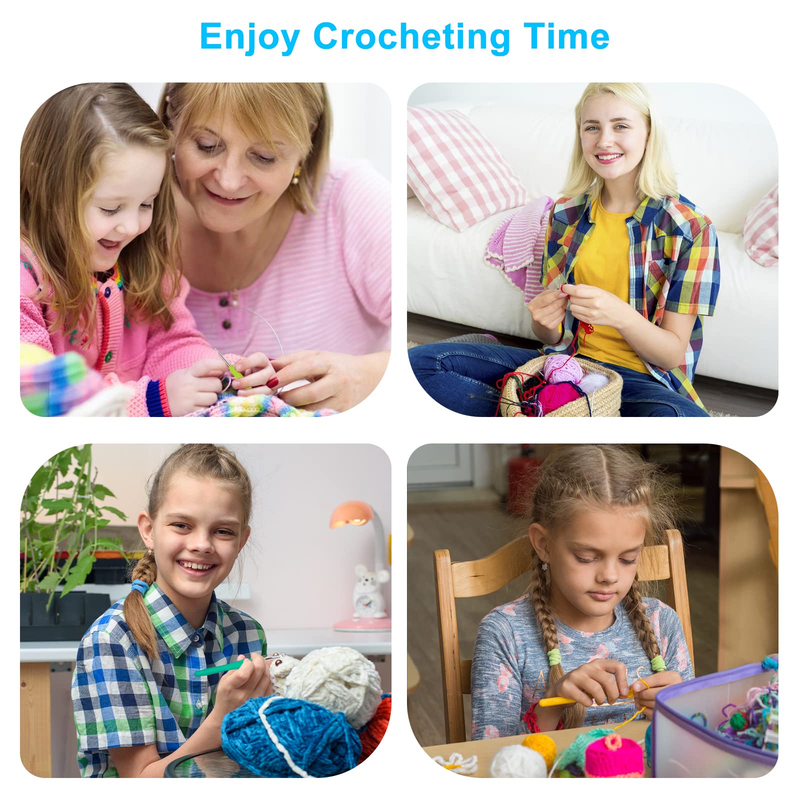 Crochet Hooks Set, 9PCS Aluminum Crochet Needles Soft Grip Handle, Crochet Hook Crochet Kits Suitable for Beginners Adults (2.0mm-6.0mm)