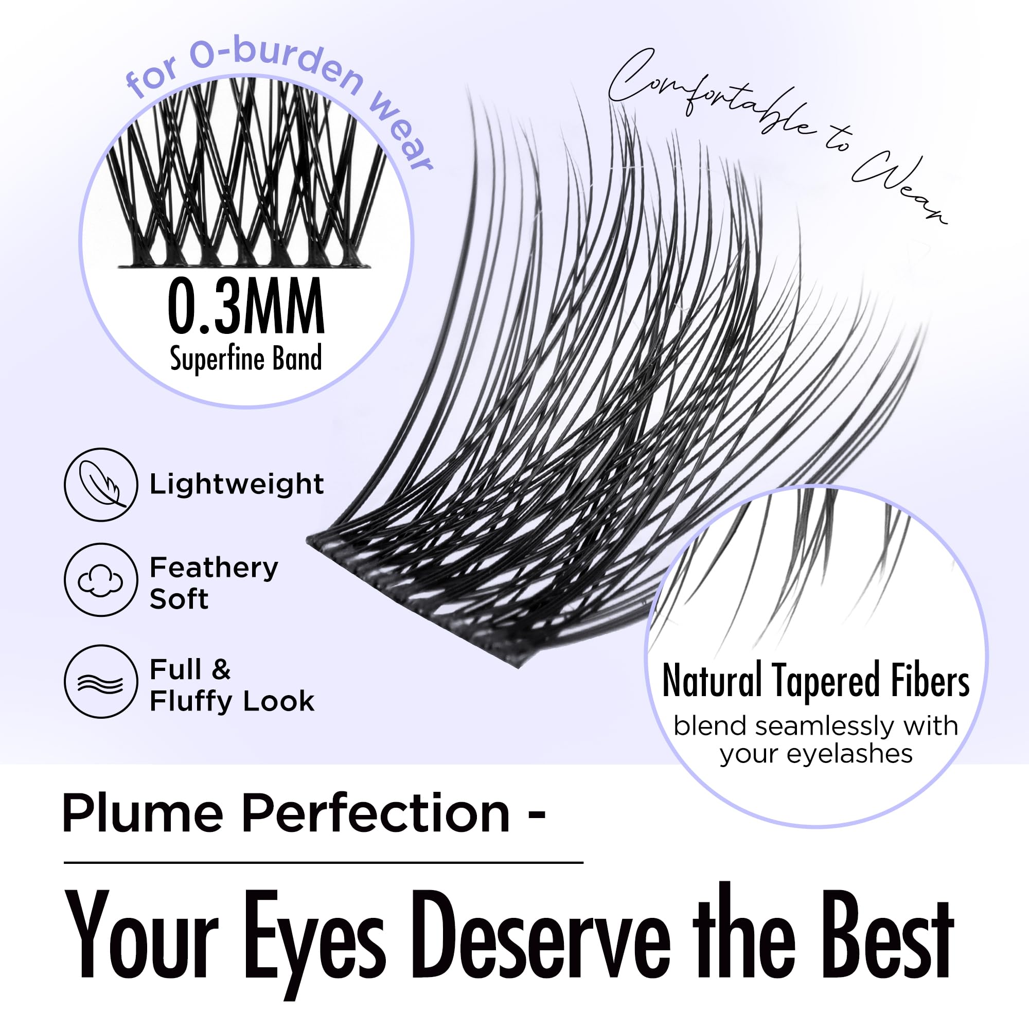 BEYELIAN Cluster Lashes, 264 Pcs 10-16mm D Curl Eyelashes Cluster Natural Look Soft DIY Lash Extensions Black Super Thin Band DIY Eyelash Extension