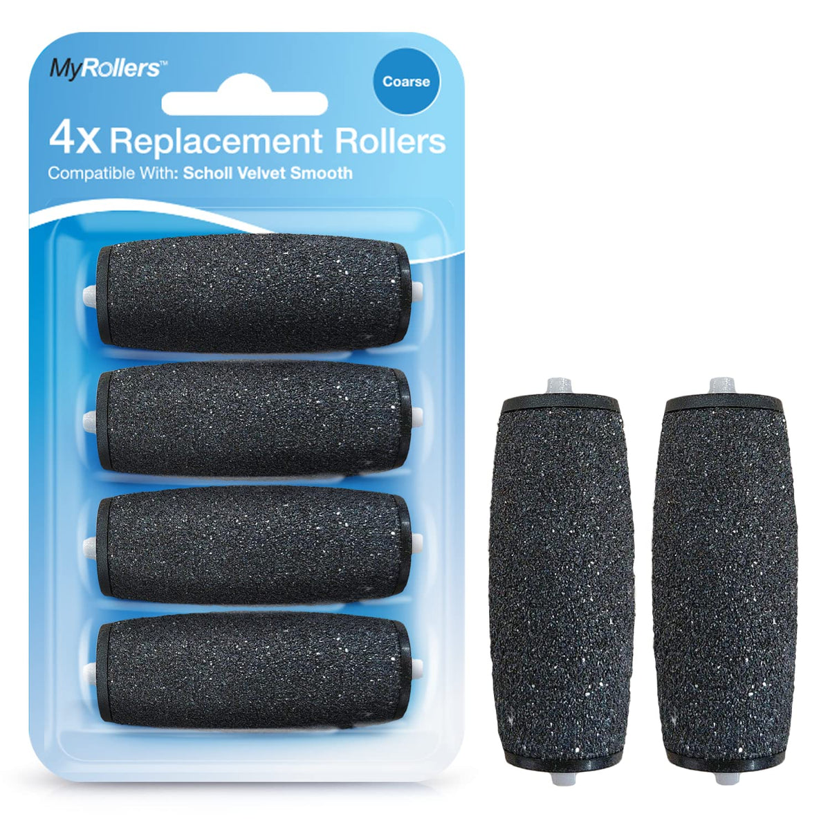 4 x Compatible with Scholl Velvet Smooth Diamond Refill Replacement Rollers (Coarse)