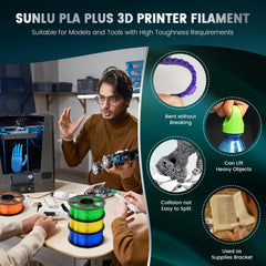 SUNLU PLAand 3D Printer Filament, PLA Plus Filament 1.75mm, Toughness Enhanced 3D Filament Compatible with 3D FDM Printers, Dimensional Accuracy and/- 0.02 mm, 1 kg Spool(2.2 LBS), PLAand Transparent Red