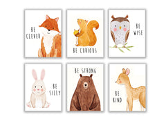 Woodland Nursery Decoration - Animal Prints For Nursery Easy To Decorate - Woodland Nursery Decor - Set Of 6 - Animal Pictures For Nursery - Playroom Pictures - Kids Wall Art & Nursery Prints 8x10 in