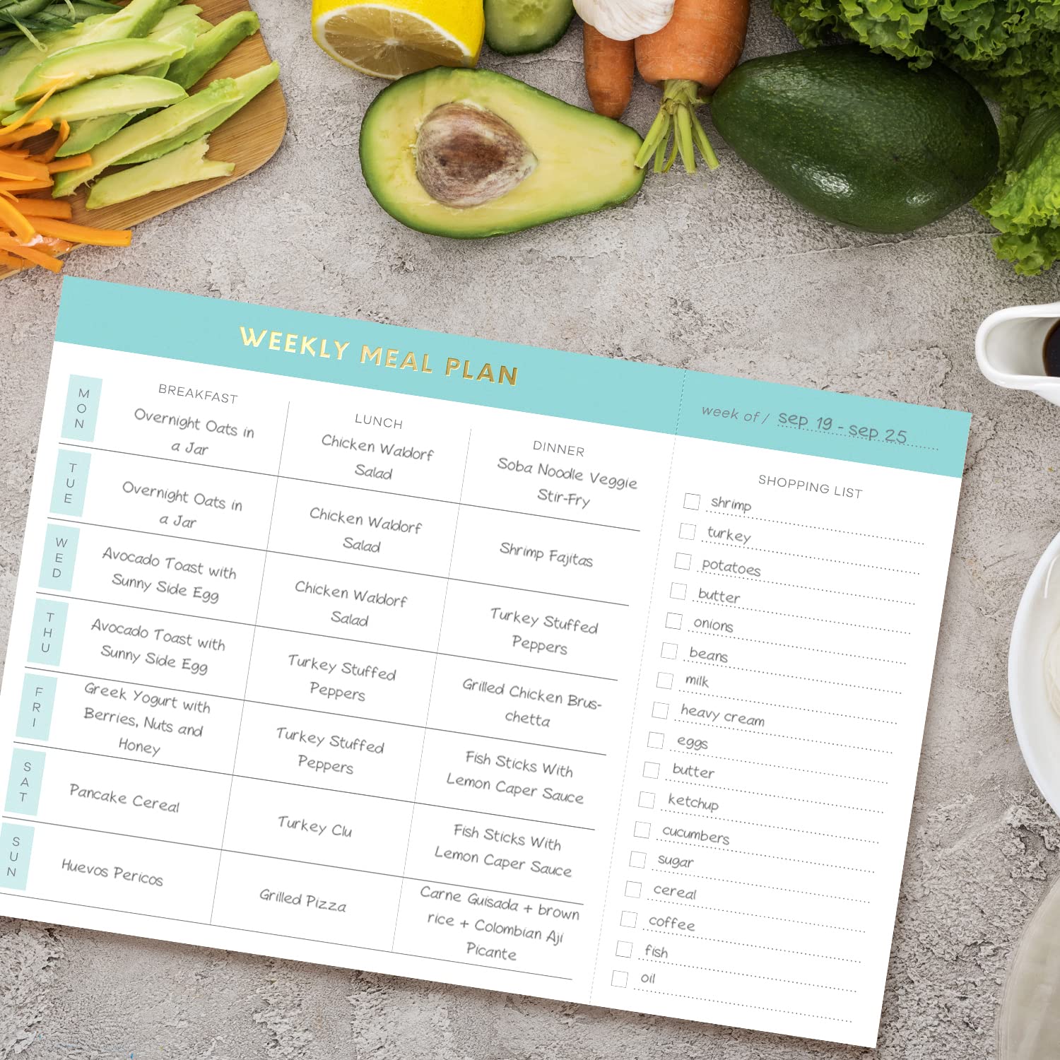 Sweetzer & Orange Weekly Meal Planner and Grocery List Magnetic Notepad. Teal 10x7” Meal Planning Pad with Tear Off Shopping List. Plan Weekly Menu Food for Weight Loss or Dinner List for Family!