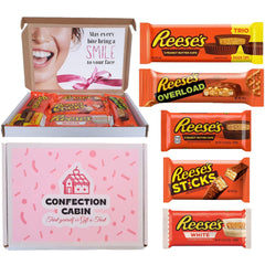 Reeses Chocolate Gift Set   American Chocolate Letter Box of Reeses Peanut Butter Cups, Milk Chocolate Cups, Overload Reese's Chocolate Bar, Reeses Pieces   Reeses Selection Box   Gifts for Dad