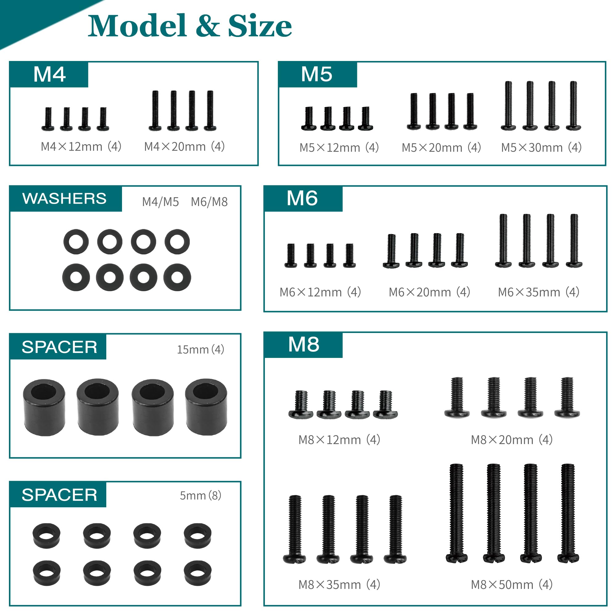 Digank TV Bracket Screw, 68pcs TV Mounting Screws, M4 M5 M6 M8 Screws For Most TV Stand, TV Mount & TV Bracket Bolts, Universal Vesa Screws