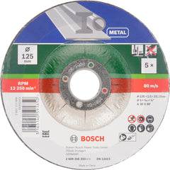 Bosch Accessories 2609256333 5-Piece Cutting Disc Set with Depressed Centre for Metal D 125 mm