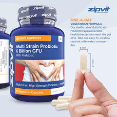 Probiotic 6 Billion Multi-Strain Live Bio Cultures Complex with Prebiotic, 60 Vegetarian Capsules.