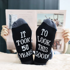 Jeasona 50th Birthday Gifts Men Calf Socks 50th Birthday Gifts for Him 50th Birthday Gifts Dad from Daughter 50th Birthday Gifts for Men 1972