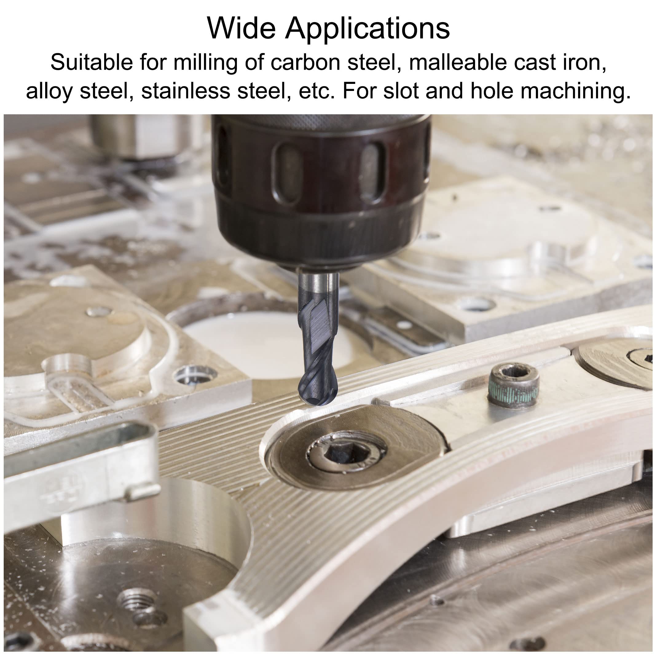 sourcing map Ball Nose End Mill 2mm Tip Radius Solid Carbide AlTiSin Coated CNC Router Bits 2 Flute Spiral Milling Cutter HRC45 with 4mm Shank 75mm (3-inch) Length