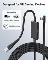 INIU Link Cable, 5m VR Cable for Meta Oculus Quest 2/Quest 3/Pro Pico Accessories and Gaming PC Steam VR, USB 3.0 High Speed Data Transfer USB C Cable with Separate Charging Port for Fast Charging