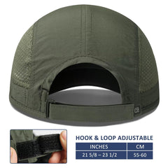 GADIEMKENSD Folding Running Men Hat Long Brim Golf Hats Quick Dry Baseball Caps Unstructured Breathable Light Cooling Cap Adjustable Trucker Hat for Outdoor Sport Hiking Workout Army Green