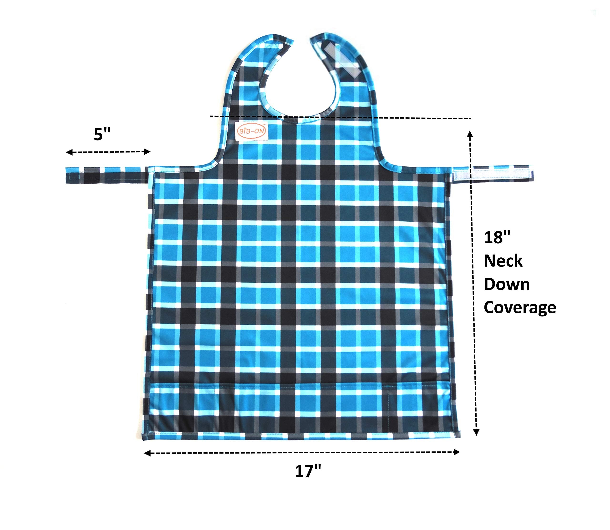 BIB-ON, A New, Full-Coverage Bib and Apron Combination for Infant, Baby, Toddler Ages 0-4. (Teal Chevron)