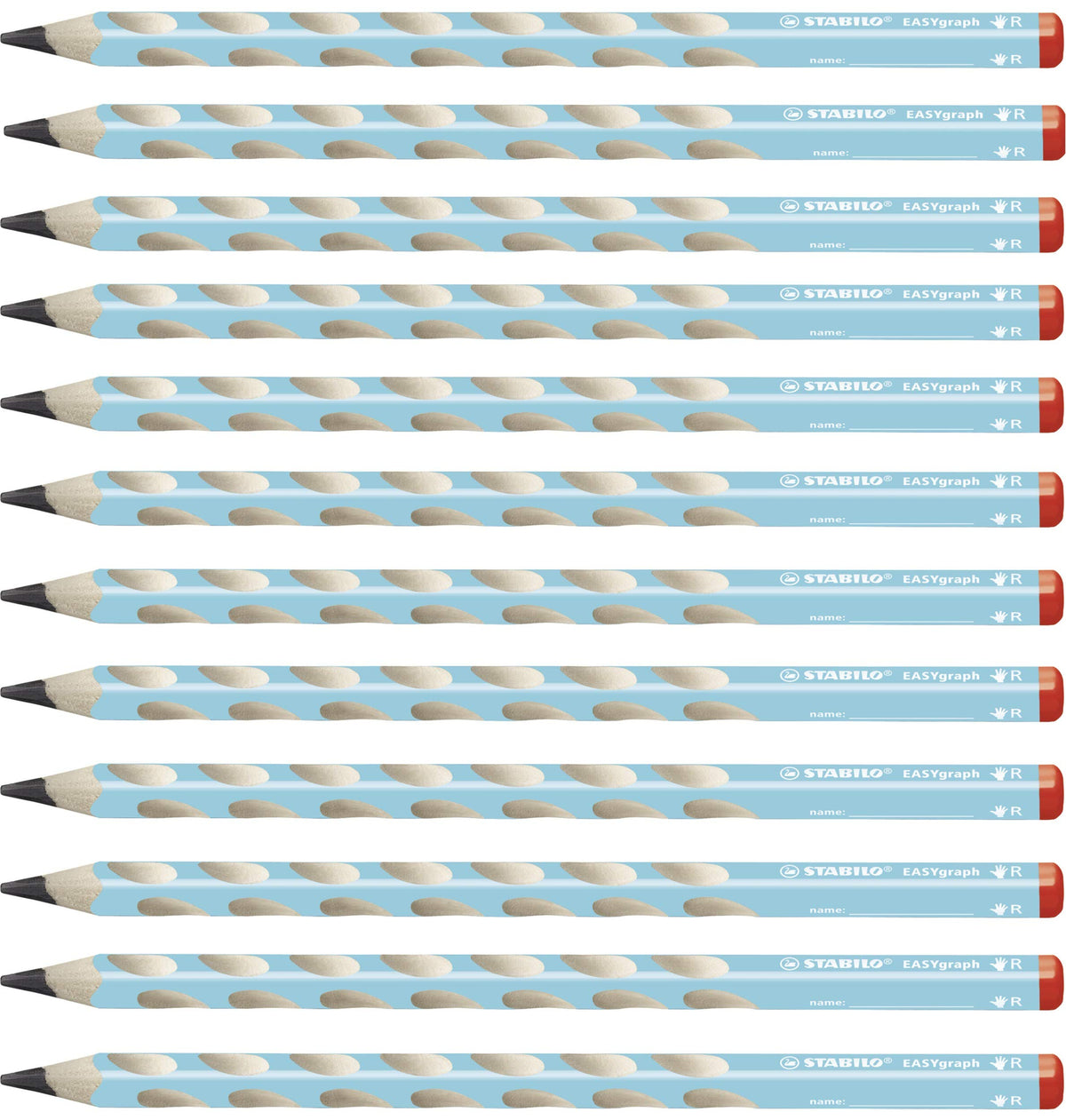 Ergonomic Graphite Pencil - STABILO EASYgraph - Right-Handed - Pack of 12 - Blue - HB